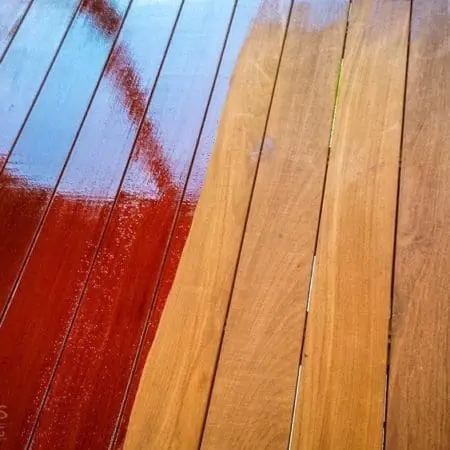 Hardwood Deck Stain Closeup Side-by-Side