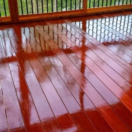 Hardwood Deck Stain in Process
