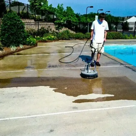 Poolside surface after expert cleaning Aqua-Nomics restores poolside surfaces to a spotless condition enhancing safety and appearance for residential and managed properties in Atlanta