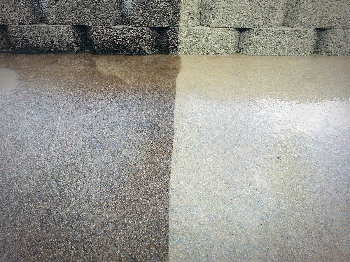 Before & After Concrete Cleaning Of Shopping-center
