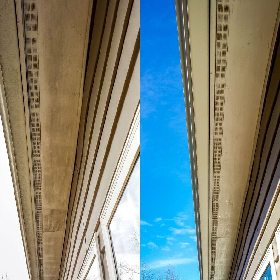 Before And After Gutter Brightening Treatment